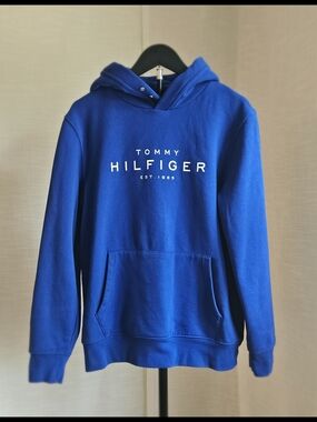 Tommy Hilfiger Men's EST. 1985 Logo Hoodie Blue Size M